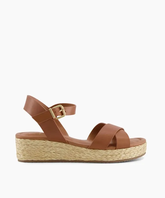 Women Dune London Heeled Sandals Woven Flatform Sandals Brown