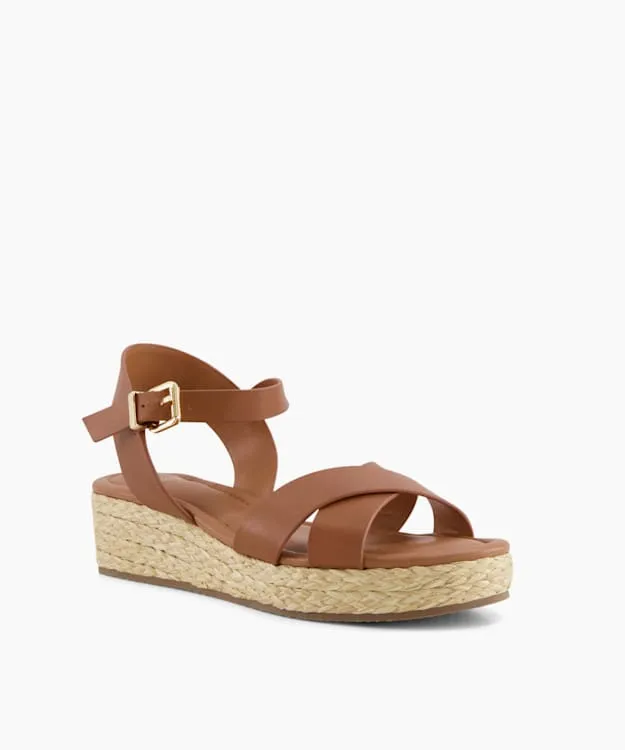 Women Dune London Heeled Sandals Woven Flatform Sandals Brown