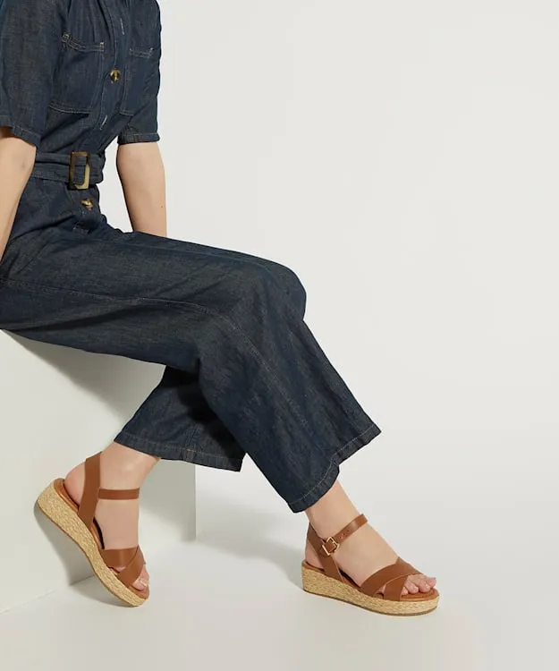 Women Dune London Heeled Sandals Woven Flatform Sandals Brown