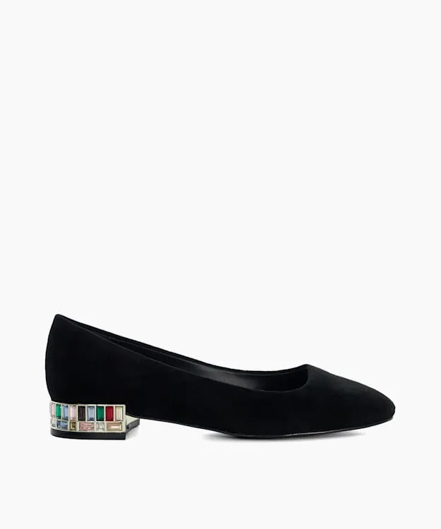 Women Dune London Heels Cut Glass Heel Ballerina Pumps Black