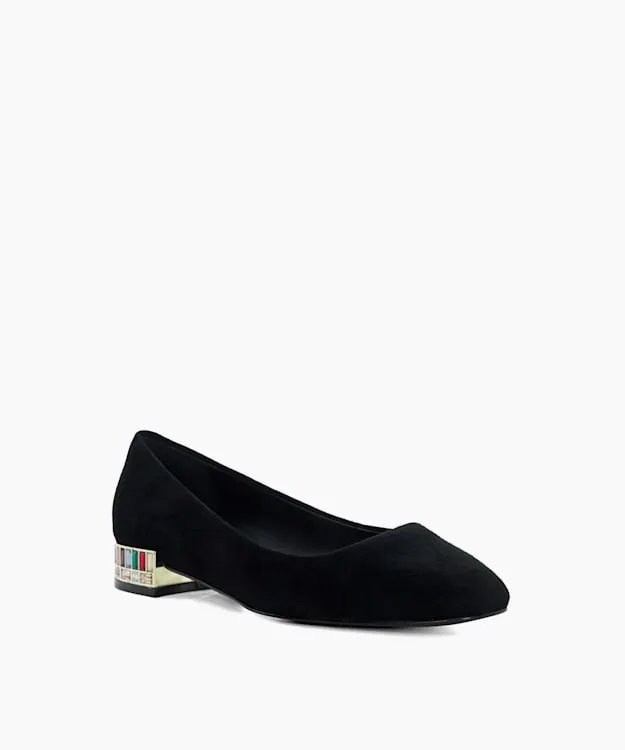 Women Dune London Heels Cut Glass Heel Ballerina Pumps Black