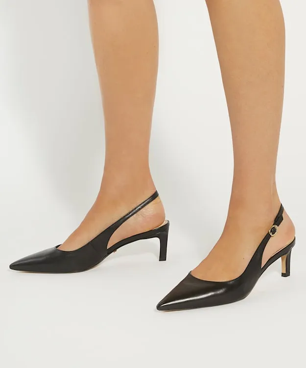 Women Dune London Heels Pointed Toe SlingBack Heels Black