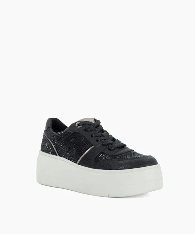 Women Dune London Trainers Lace Up Chunky Flatform Trainers Black