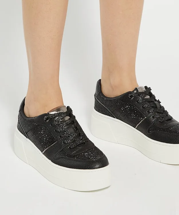 Women Dune London Trainers Lace Up Chunky Flatform Trainers Black