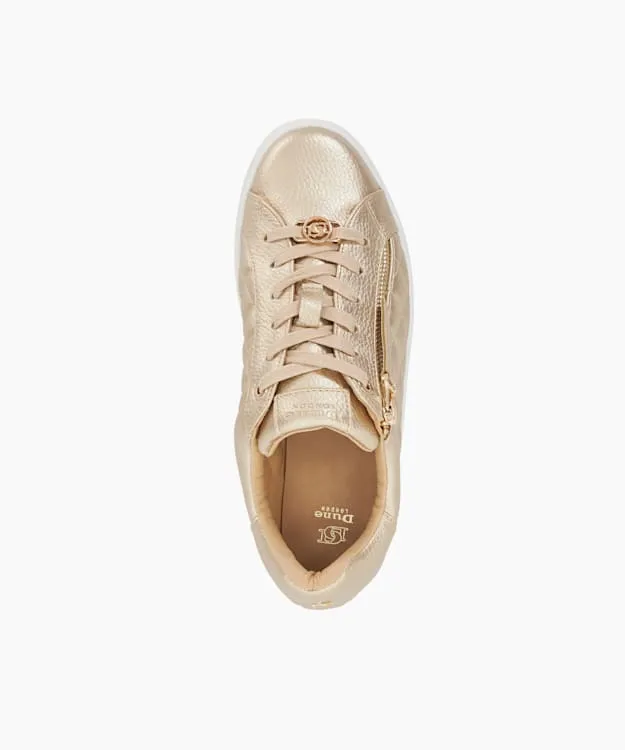 Women Dune London Trainers Quilted Flatform Lace Up Trainers Metallic