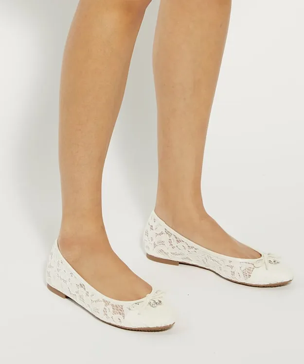 Women Dune London Wedding Shoes Lace Wedding Ballet Pumps White