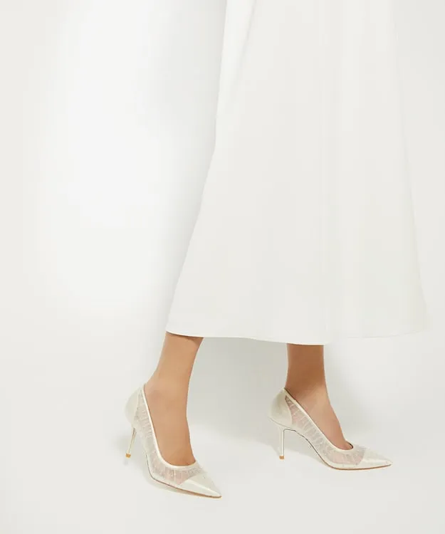 Women Dune London Wedding Shoes Sequin Pleated Court Wedding Shoes White