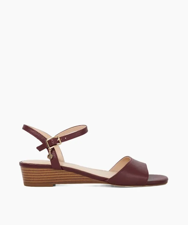 Women Dune London Wedge Sandals Low Block Heel Open Toe Shoes Red