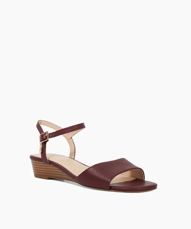 Women Dune London Wedge Sandals Low Block Heel Open Toe Shoes Red