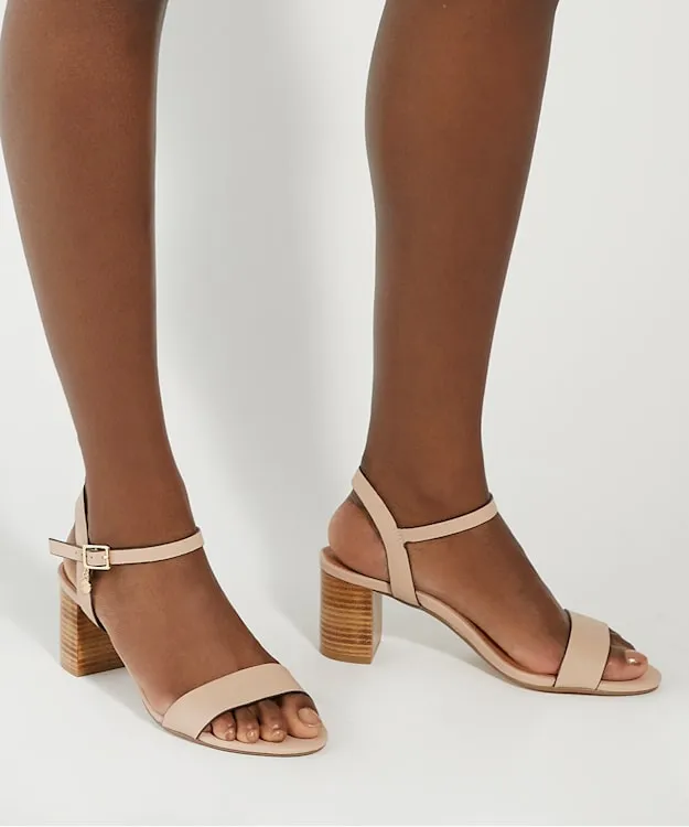 Women Dune London Wide Fit Sandals Wide Fit Leather Block Heeled Sandals Pink