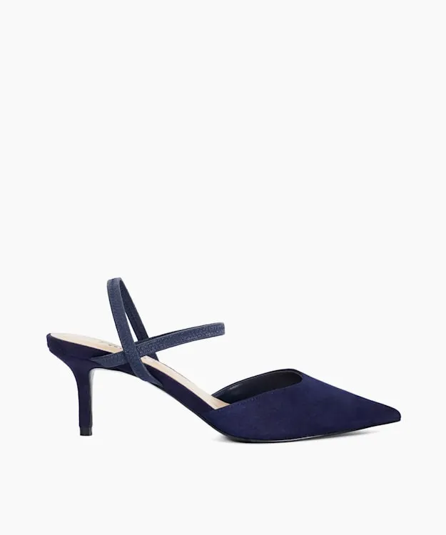Women Dune London Wide Fit Shoes Wide Fit Pointed Courts With Elasticated Straps Blue