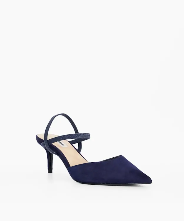 Women Dune London Wide Fit Shoes Wide Fit Pointed Courts With Elasticated Straps Blue