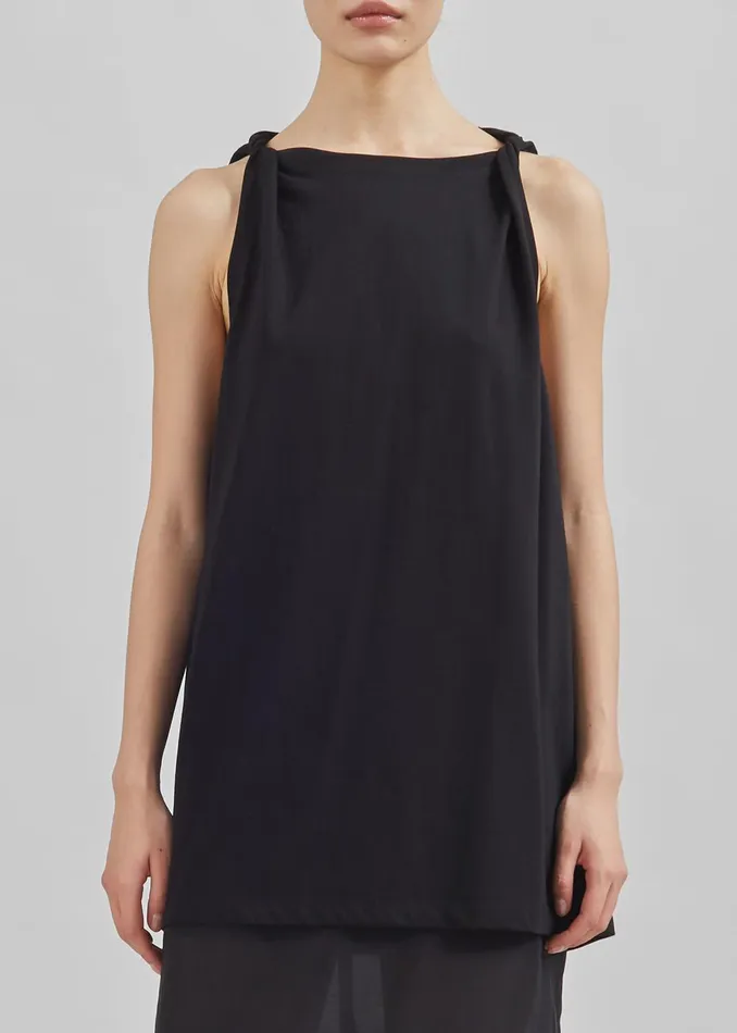 Women Erika Twisted Sleeve Tank 8211 Black The Frankie Shop Tops