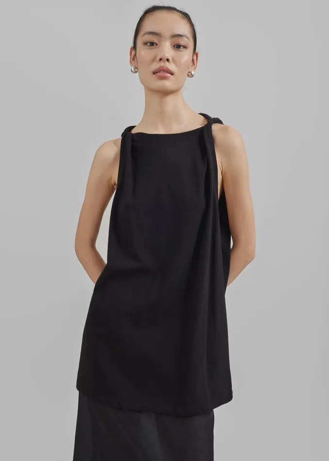 Women Erika Twisted Sleeve Tank 8211 Black The Frankie Shop Tops