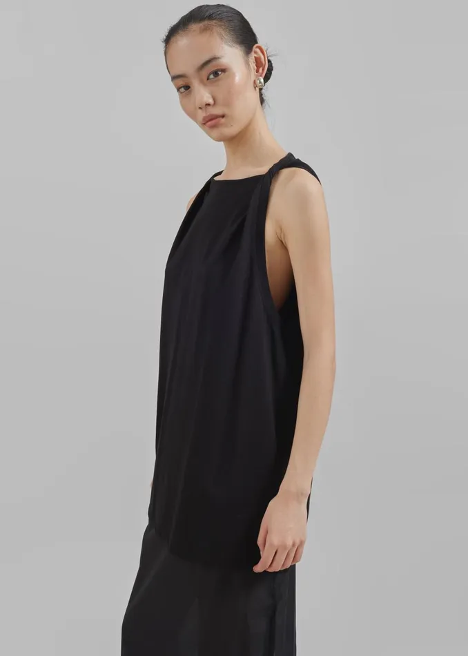 Women Erika Twisted Sleeve Tank 8211 Black The Frankie Shop Tops