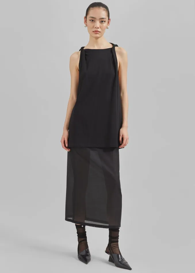 Women Erika Twisted Sleeve Tank 8211 Black The Frankie Shop Tops