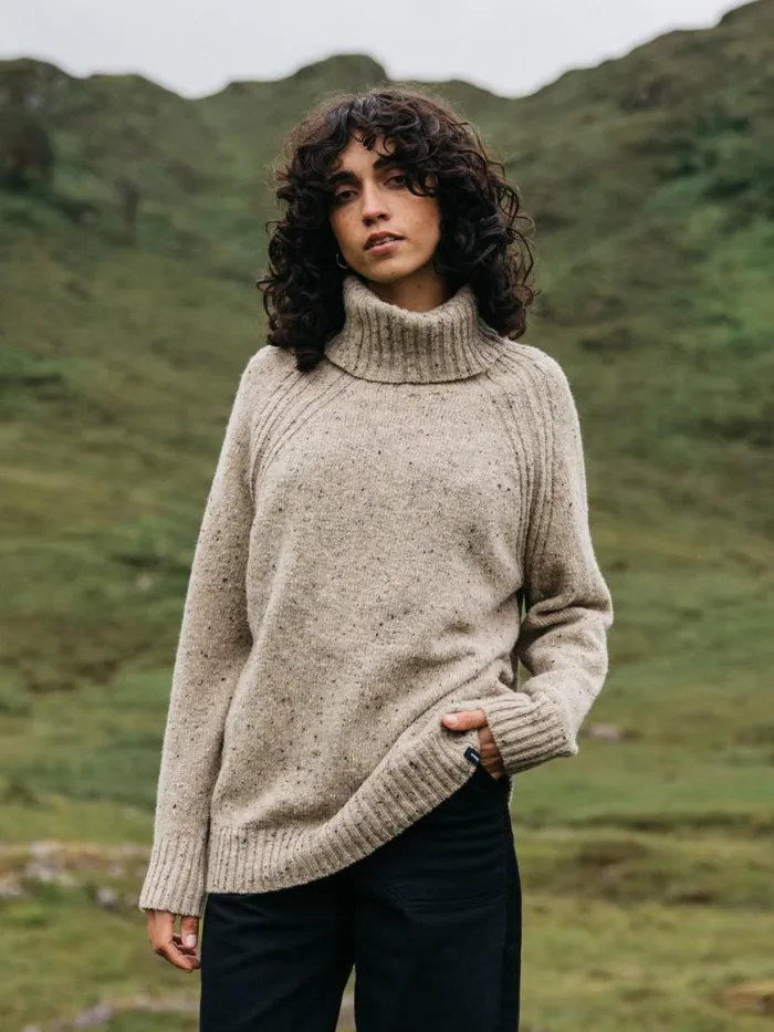 Women Farne Roll Neck Knit Jumper Oatmeal Finisterre Knitwear
