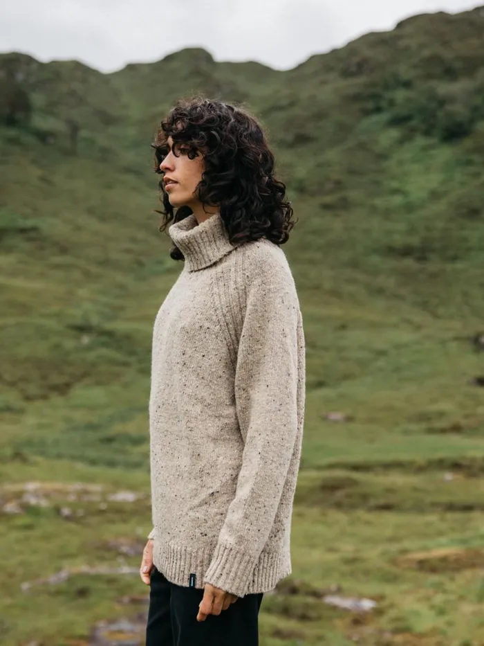 Women Farne Roll Neck Knit Jumper Oatmeal Finisterre Knitwear