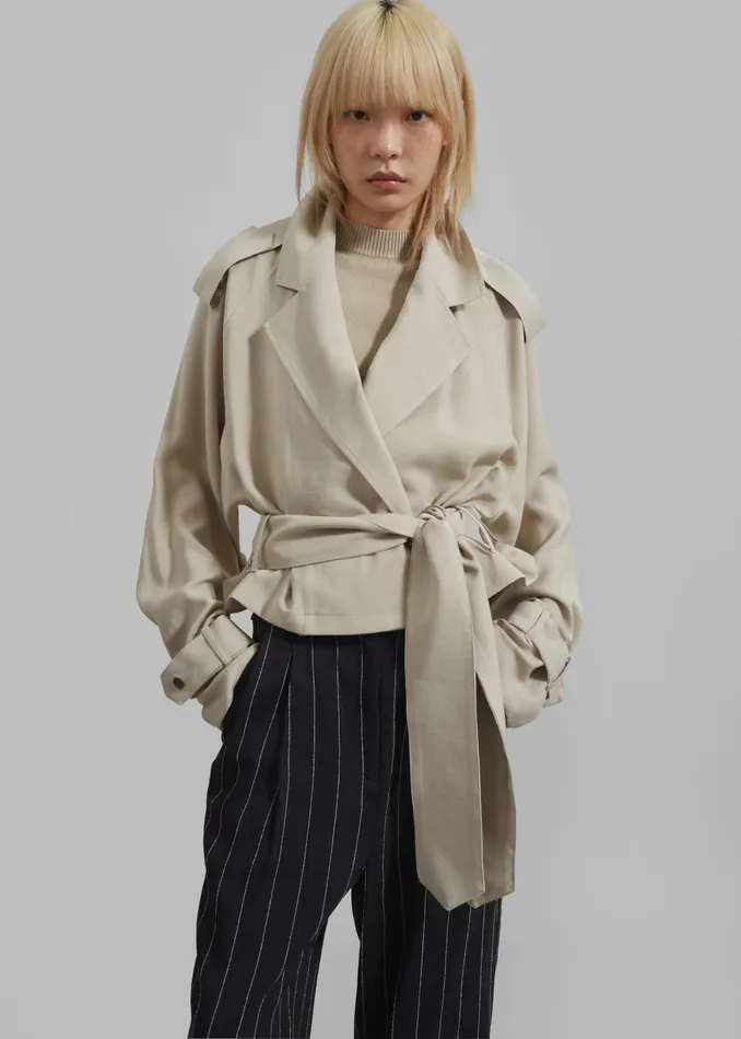 Women Faven Cropped Trench 8211 Beige The Frankie Shop Outerwear