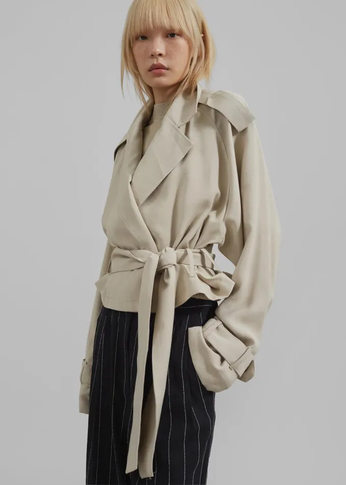 Women Faven Cropped Trench 8211 Beige The Frankie Shop Outerwear