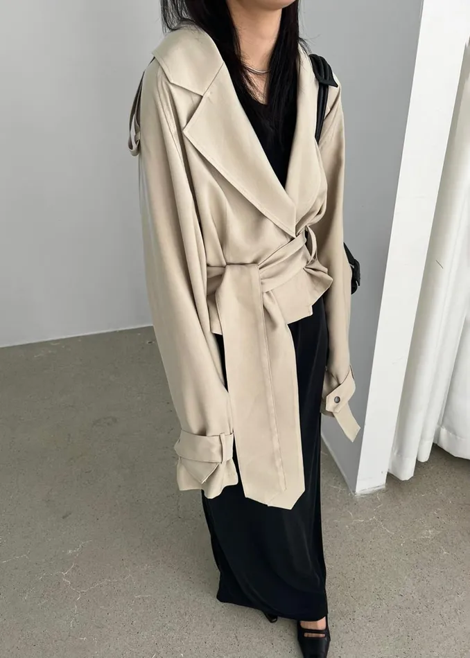 Women Faven Cropped Trench 8211 Beige The Frankie Shop Outerwear