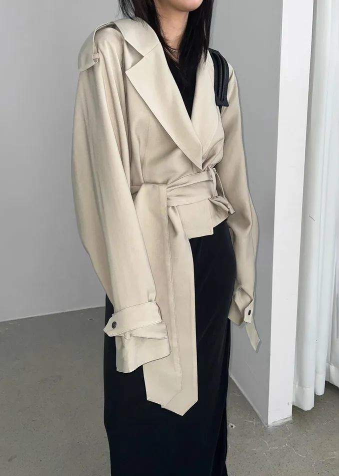 Women Faven Cropped Trench 8211 Beige The Frankie Shop Outerwear