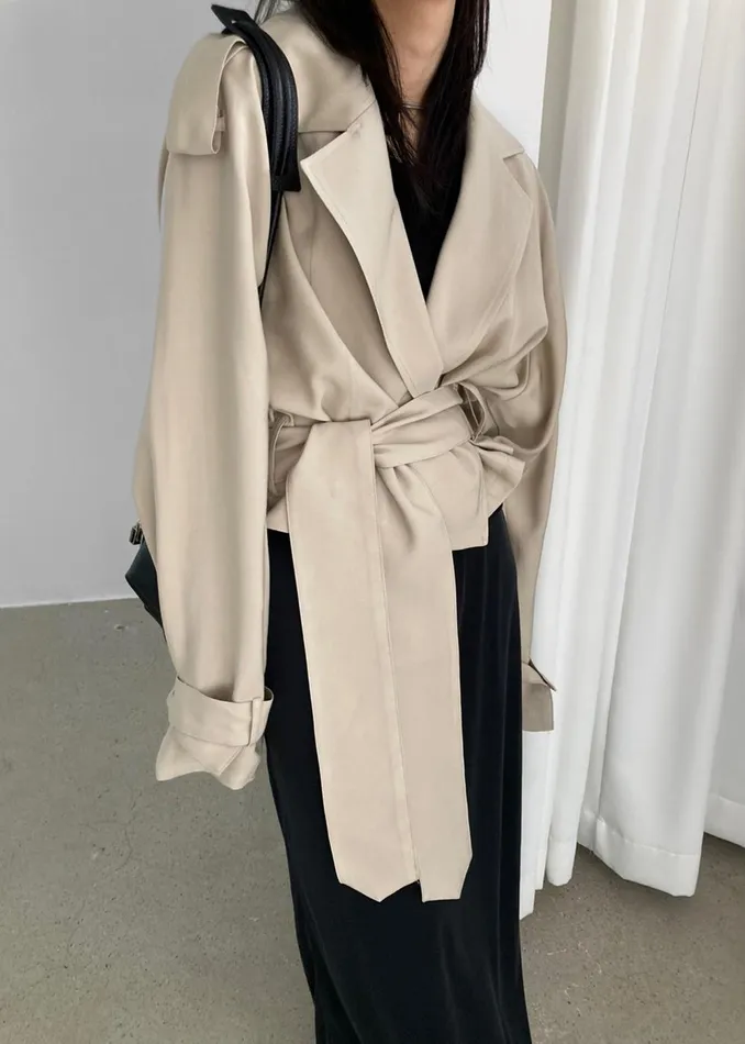 Women Faven Cropped Trench 8211 Beige The Frankie Shop Outerwear