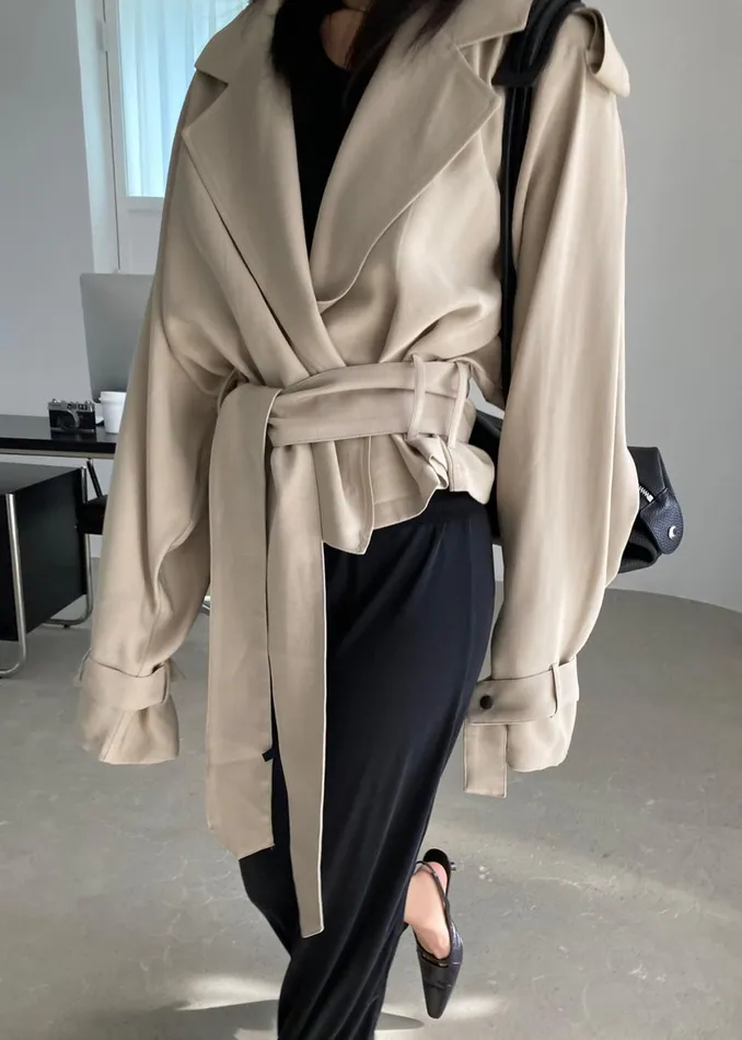 Women Faven Cropped Trench 8211 Beige The Frankie Shop Outerwear
