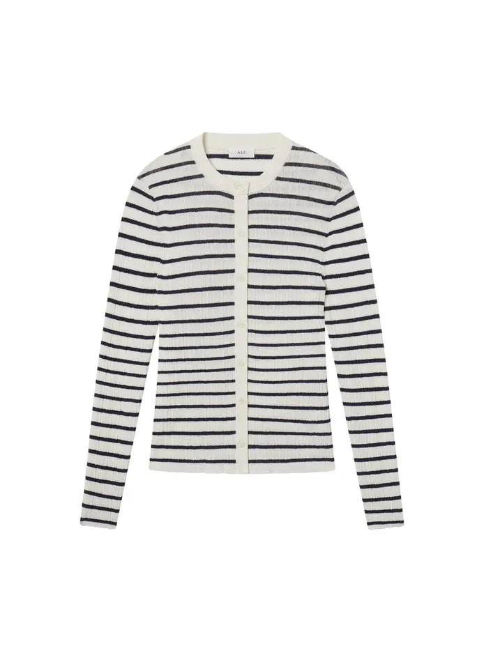 Women Fisher Fine Cotton Cardigan Bright Whitenavy ALC Tops