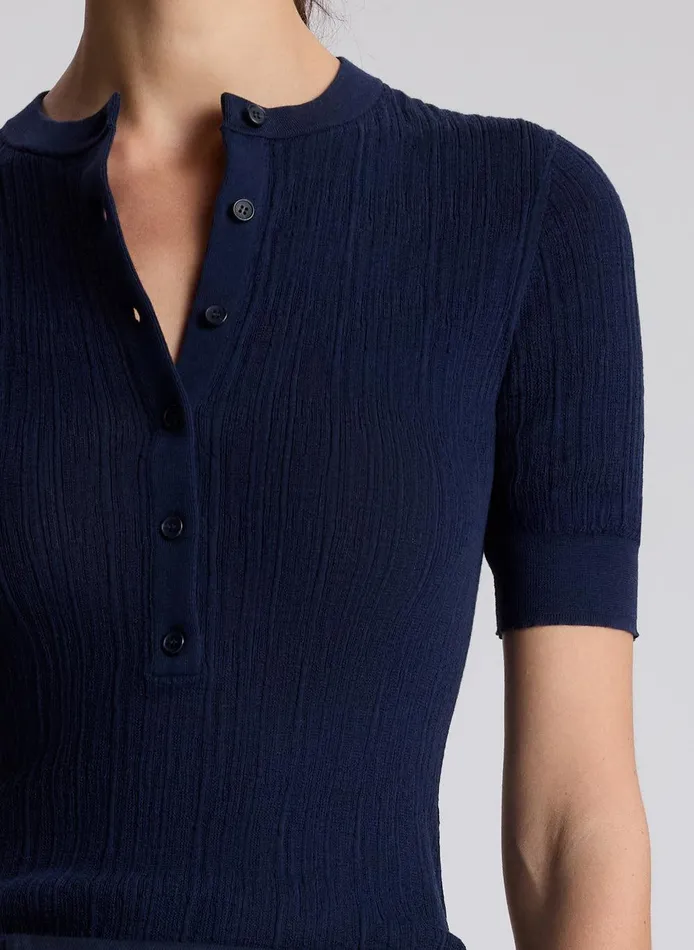 Women Fisher Fine Cotton Knit Top Navy ALC Tops
