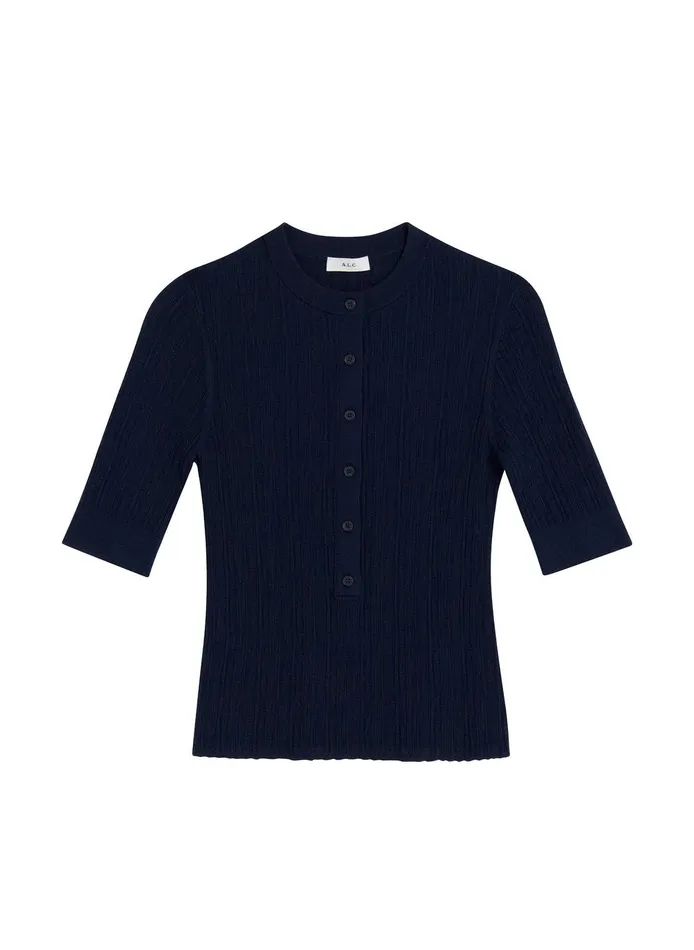 Women Fisher Fine Cotton Knit Top Navy ALC Tops