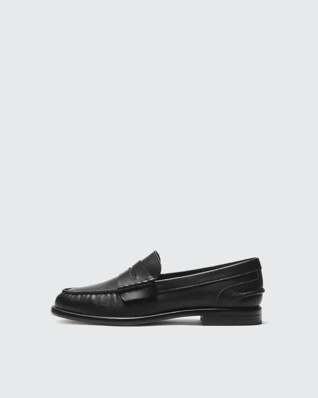 Women Flats Rag and Bone Carter Leather Loafer Black