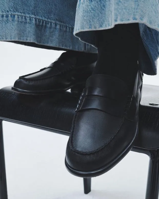 Women Flats Rag and Bone Carter Leather Loafer Black