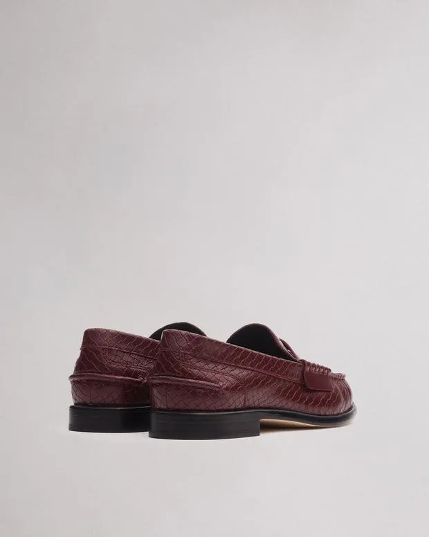 Women Flats Rag and Bone Carter Leather Loafer Wine Basketweave