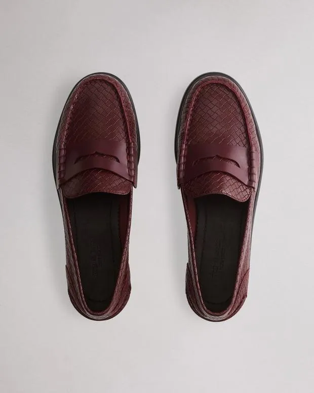 Women Flats Rag and Bone Carter Leather Loafer Wine Basketweave