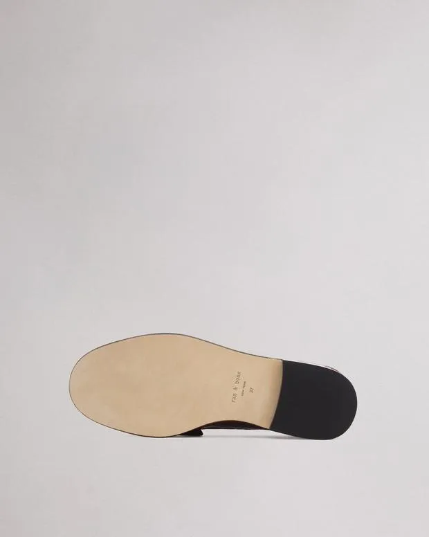 Women Flats Rag and Bone Carter Leather Loafer Wine Basketweave