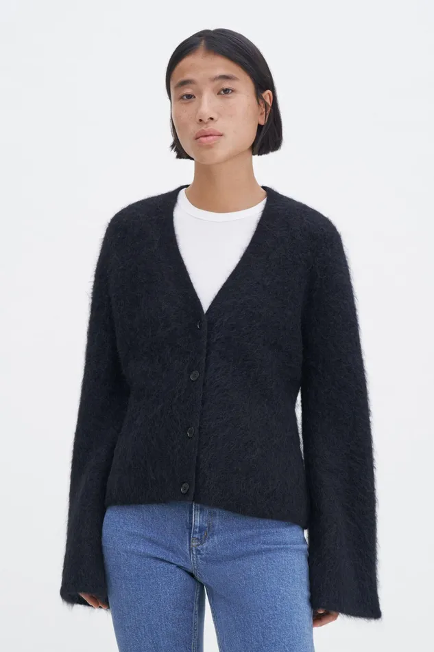 Women Fluffy Cardigan Ink Black Filippa K Knitwear