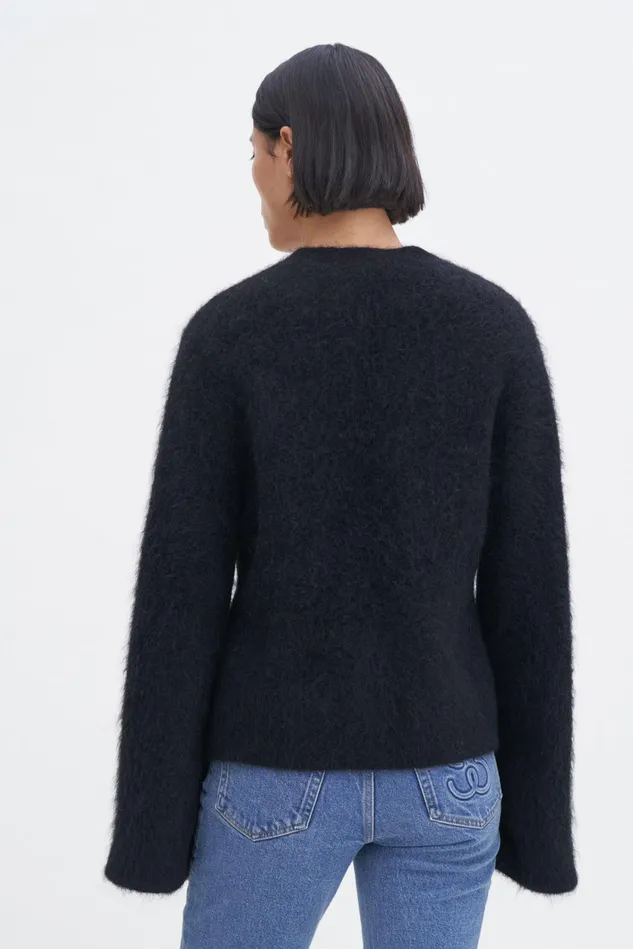 Women Fluffy Cardigan Ink Black Filippa K Knitwear