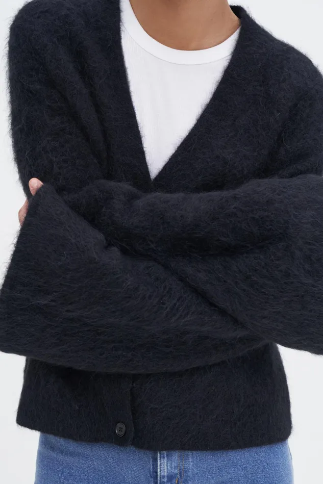 Women Fluffy Cardigan Ink Black Filippa K Knitwear