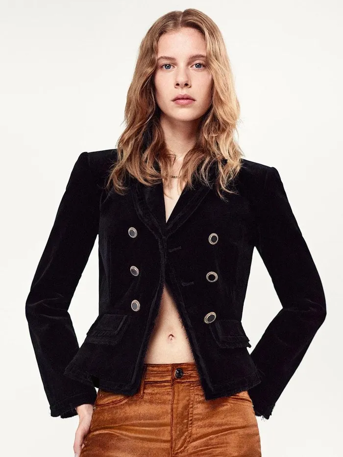 Women FRAME Jackets and Coats Shrunken Velvet Blazer Women FRAME Jackets and Coats Shrunken Velvet Blazer