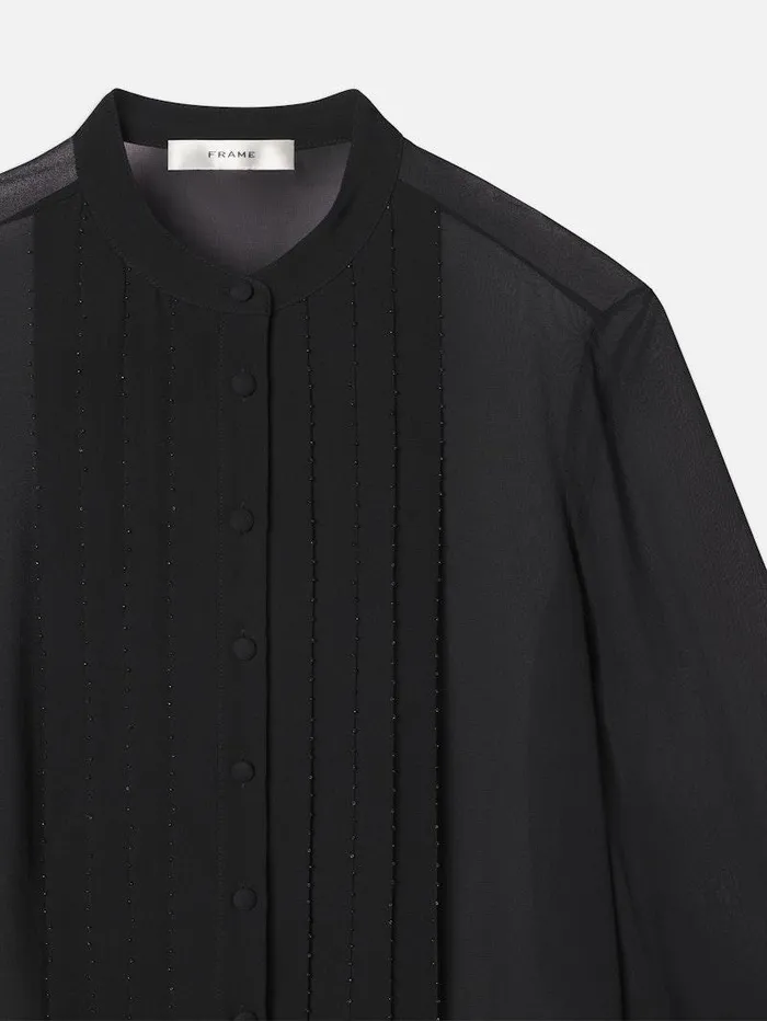 Women FRAME Tops and Blouses Beaded Collarless Blouse Women FRAME Tops and Blouses Beaded Collarless Blouse