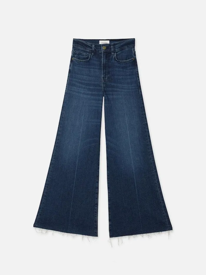 Women FRAME Wide Leg Le Palazzo Crop Raw Fray