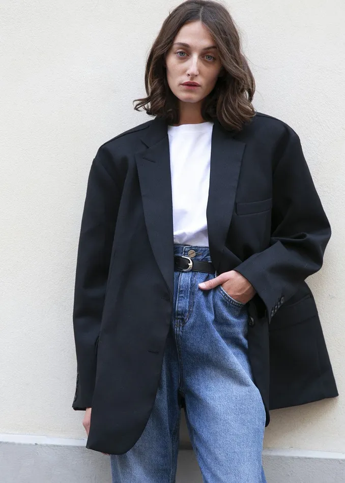 Women Frankie Oversized Boyfriend Blazer 8211 Black The Frankie Shop Outerwear