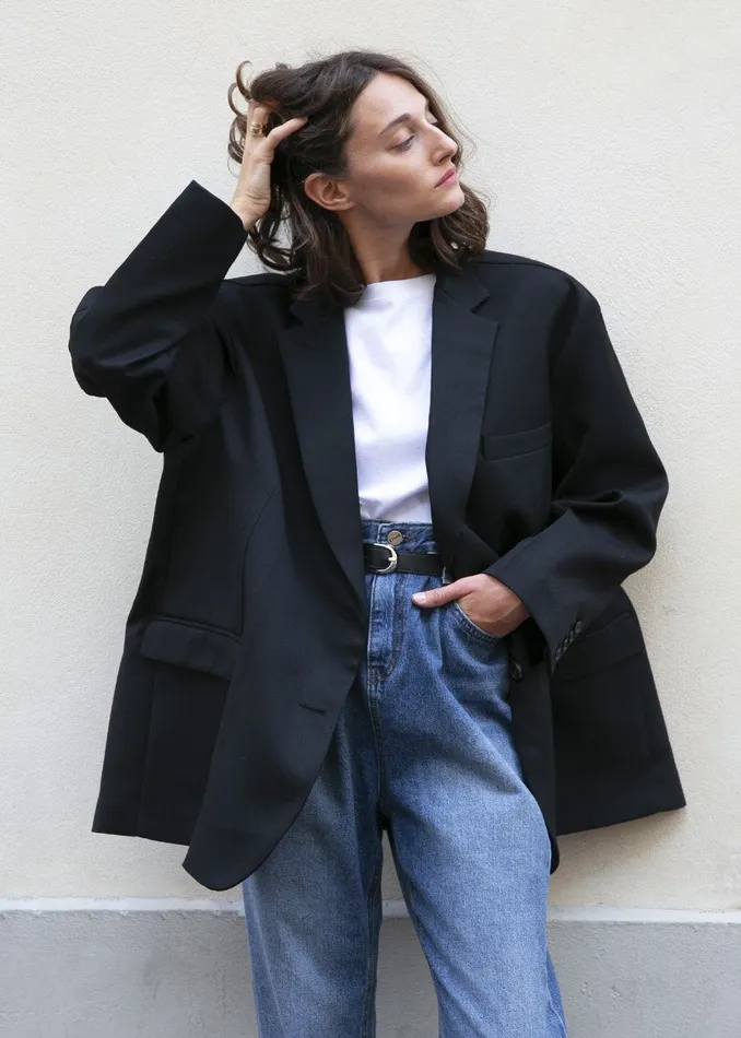 Women Frankie Oversized Boyfriend Blazer 8211 Black The Frankie Shop Outerwear