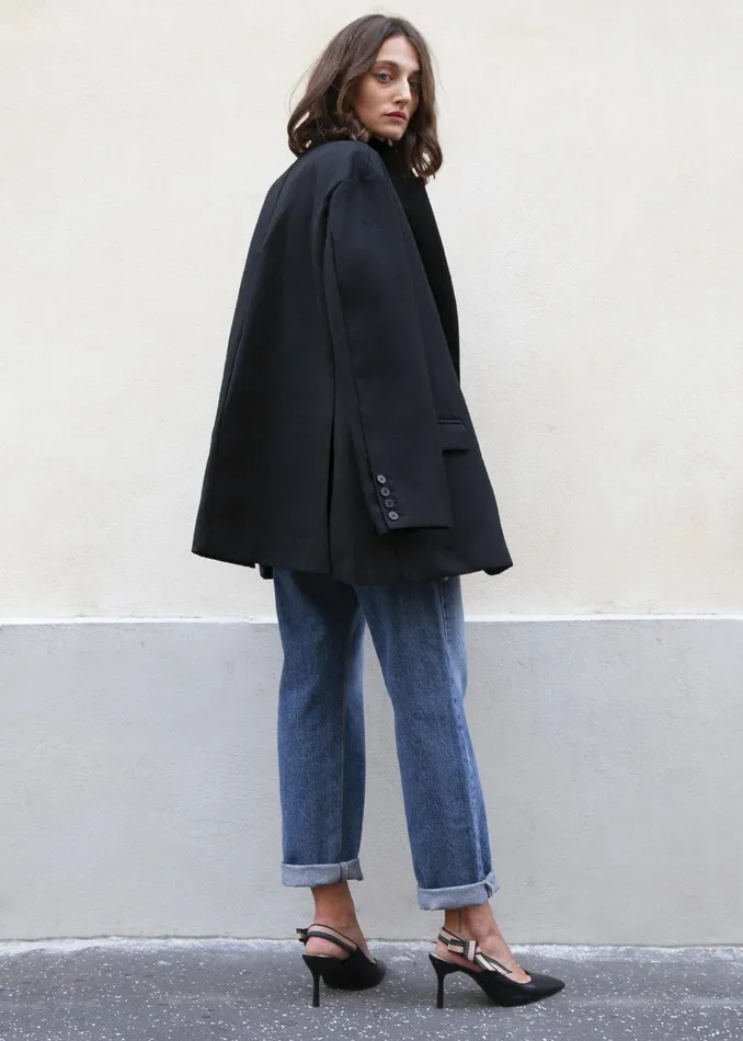 Women Frankie Oversized Boyfriend Blazer 8211 Black The Frankie Shop Outerwear