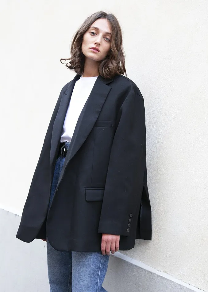 Women Frankie Oversized Boyfriend Blazer 8211 Black The Frankie Shop Outerwear