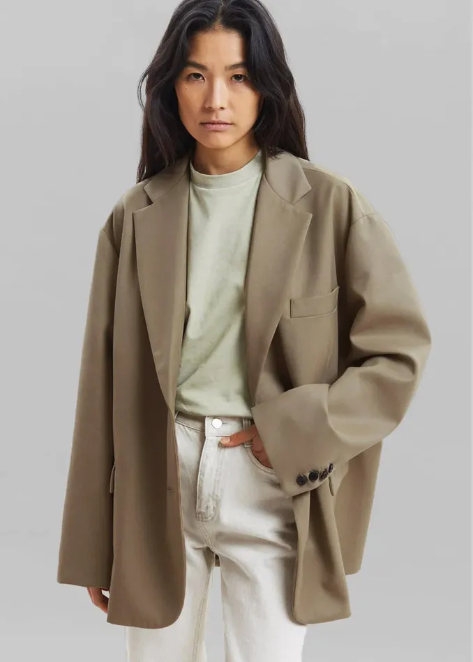 Women Frankie Oversized Boyfriend Blazer 8211 Desert Taupe The Frankie Shop Outerwear