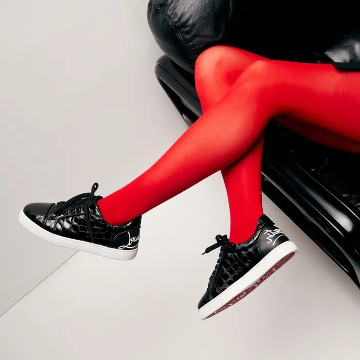 Women Fun Vieira Orlato Sneakers 8211 Alligator Embossed Calf Leather 8211 Black Christian Louboutin Sneakers Women Fun Vieira Orlato Sneakers 8211 Alligator Embossed Calf Leather 8211 Black Christian Louboutin Sneakers