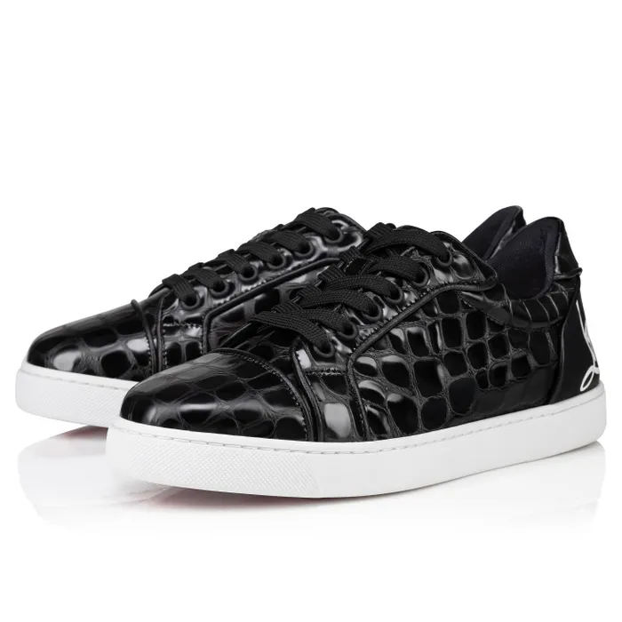 Women Fun Vieira Orlato Sneakers 8211 Alligator Embossed Calf Leather 8211 Black Christian Louboutin Sneakers