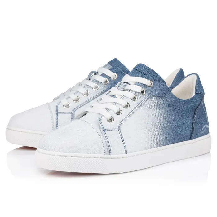 Women Fun Vieira Sneakers 8211 Denim Brushed Effect 8211 Denim Christian Louboutin Sneakers
